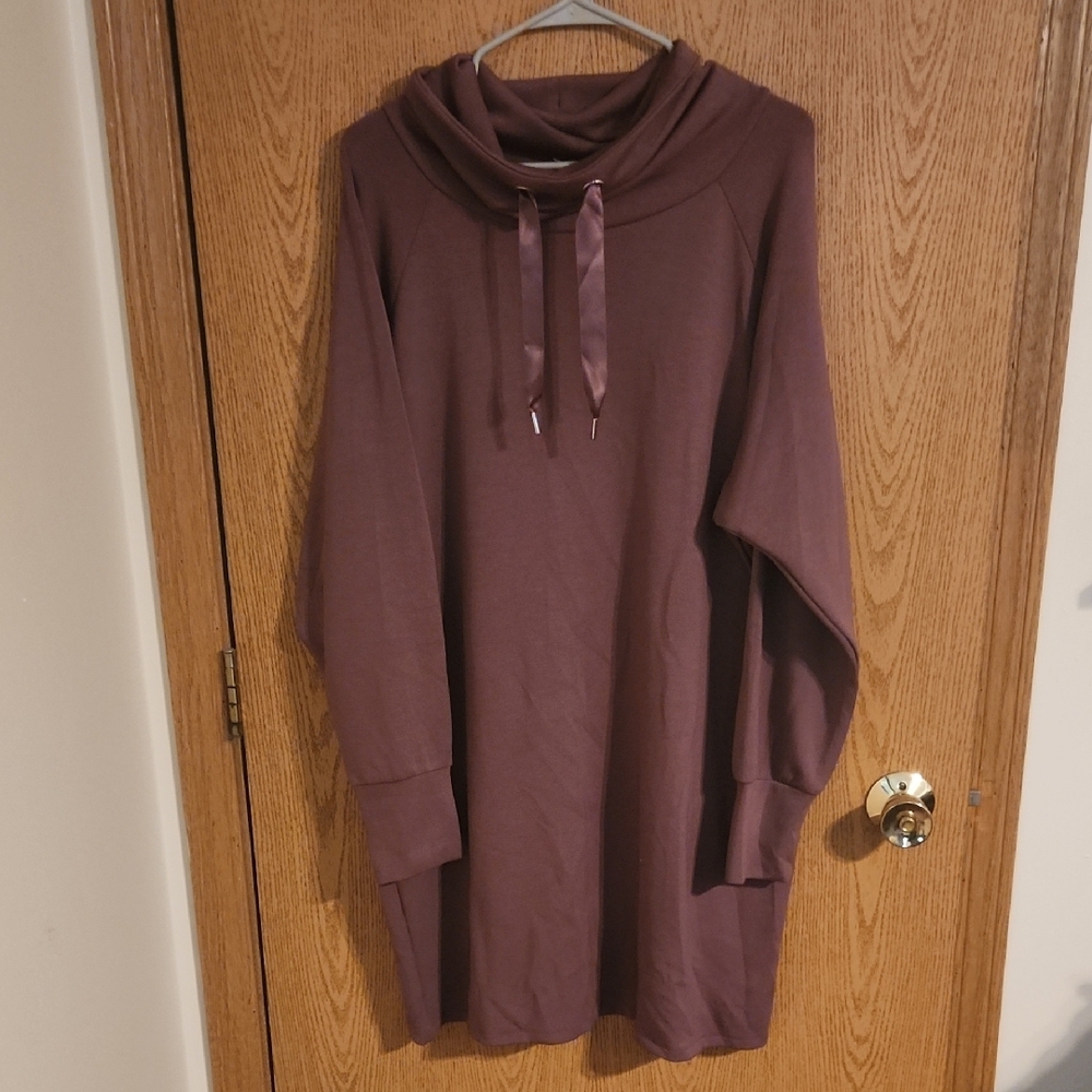 Purple Cowl Neck Sweater Dress